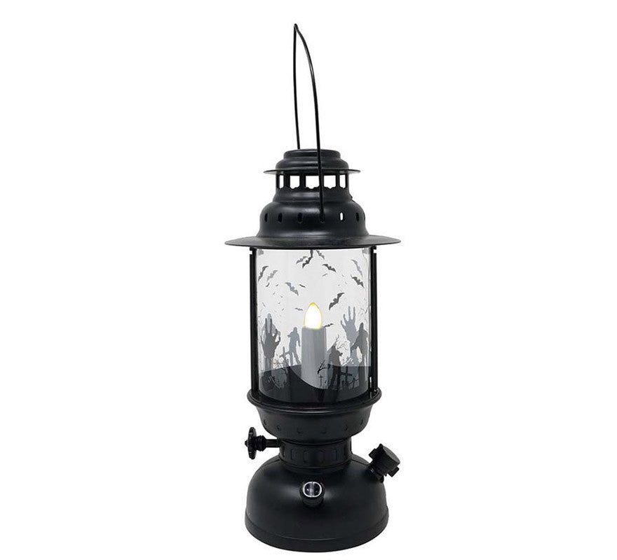 Translation missing: fr.Farol Negro con Vela con Luz de 30 cm