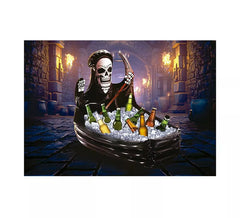 Cercueil avec crâne de mort dans un réfrigérateur gonflable 100x35 cm