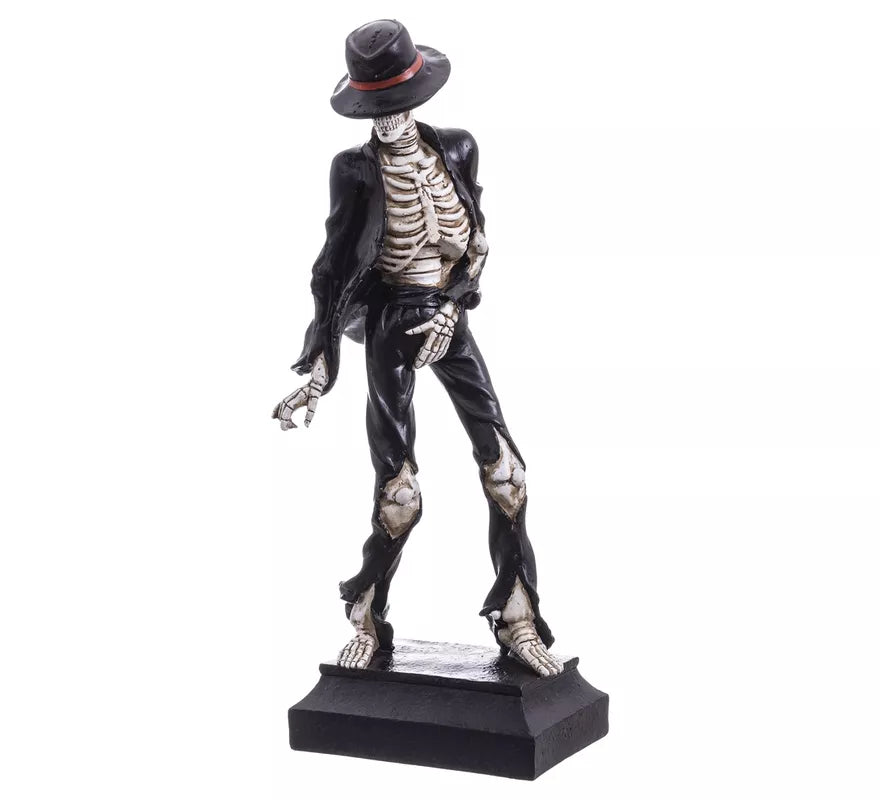Figura de Esqueleto Bailarín con Sombrero negro de 13,2x10,2x32,5 cm