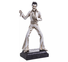 Figurine de Squelette Chanteur avec Costume blanc de 14,5x8,7x31,2 cm