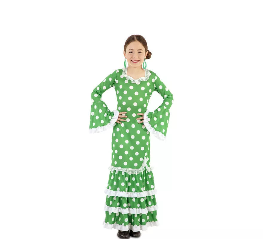 Translation missing: fr.Flamenca Verde con lunares para niña
