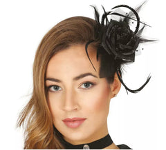 Fleur noire pour cheveux clip