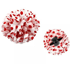 Fleur de Séville ou Chulapa à pois blancs et rouges, 8 cm avec clip
