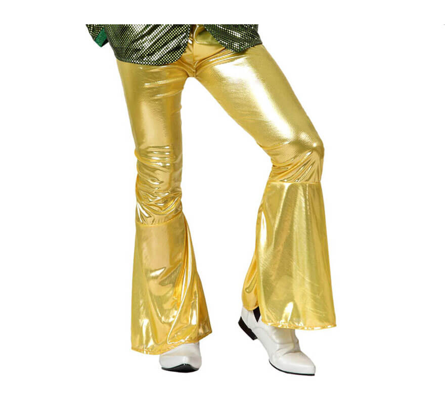 Pantalón de campana de la Disco dorado para hombre