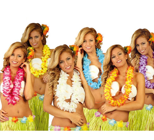 Collar Hawaiano extra de flores colores surtidos