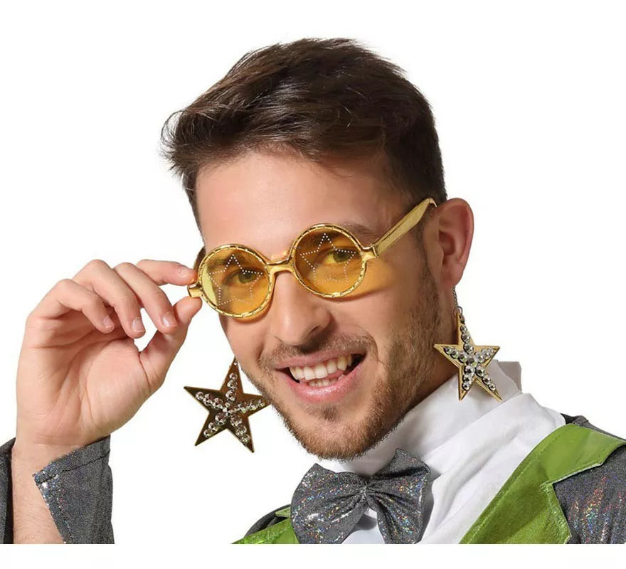 Translation missing: fr.Gafas Amarillas de Estrella del Pop con Pendientes