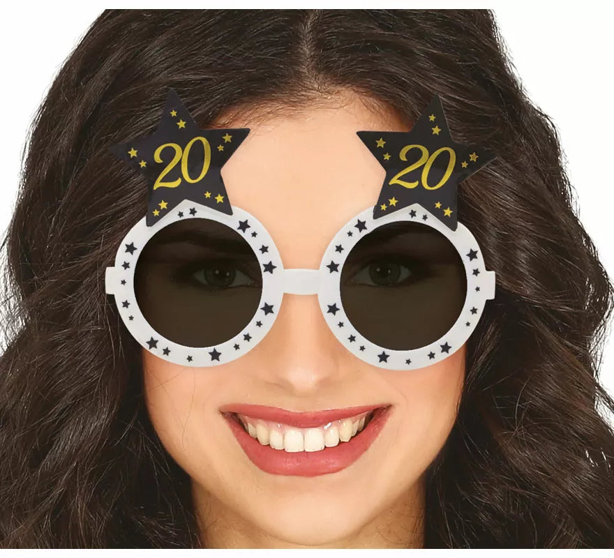 Translation missing: fr.Gafas Blancas con Estrellas 20 Años Cumpleaños y Aniversarios