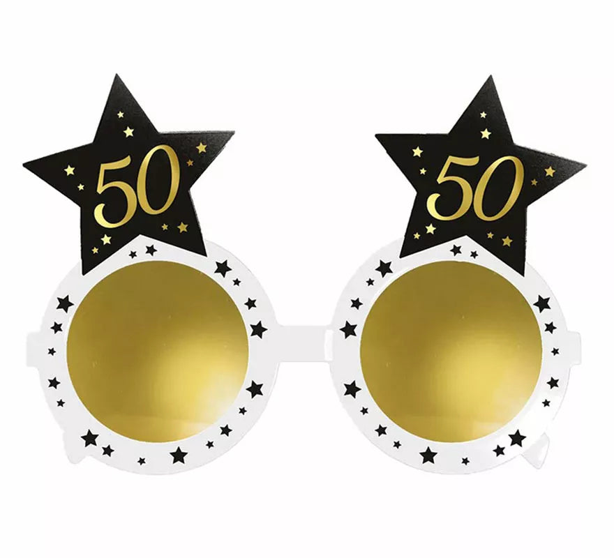 Translation missing: fr.Gafas Blancas con Estrellas 50 Años Cumpleaños y Aniversarios