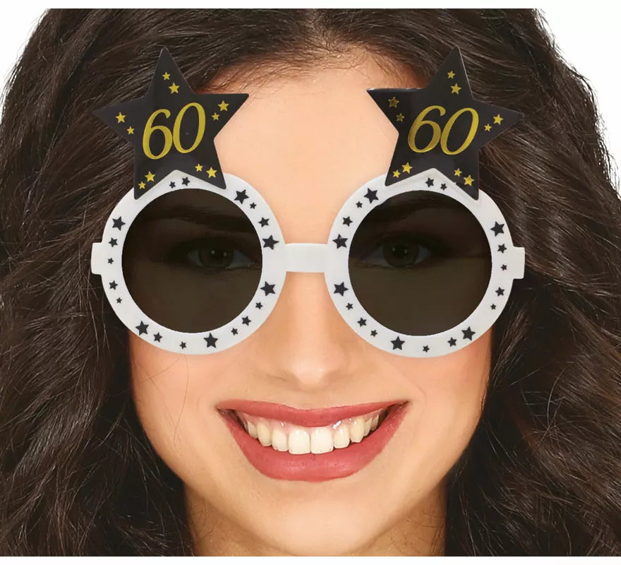 Translation missing: fr.Gafas Blancas con Estrellas 60 Años Cumpleaños y Aniversarios