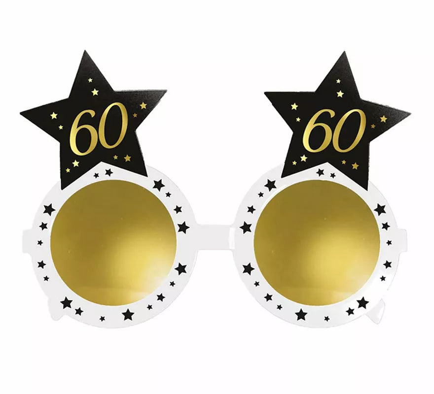 Translation missing: fr.Gafas Blancas con Estrellas 60 Años Cumpleaños y Aniversarios