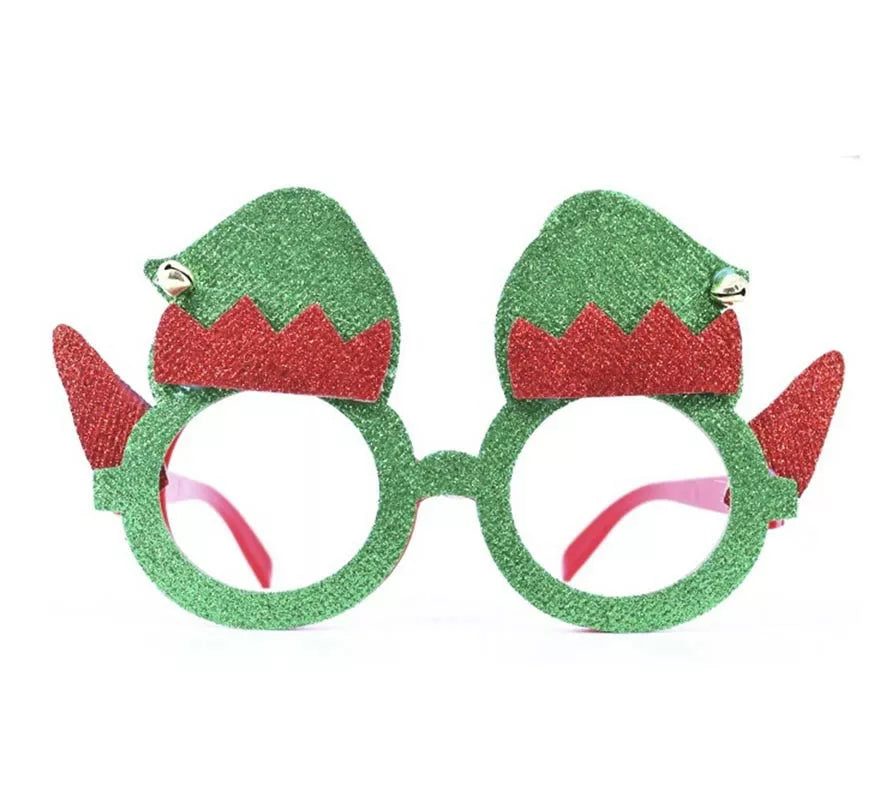 Translation missing: fr.Gafas de Elfo Ayudante de Papá Noel con brillantina