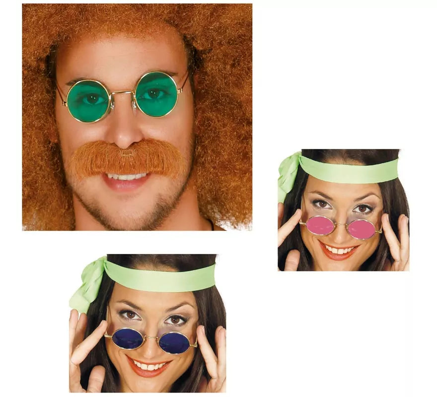 Translation missing: fr.Gafas de Hippie circulares en varios colores adulto
