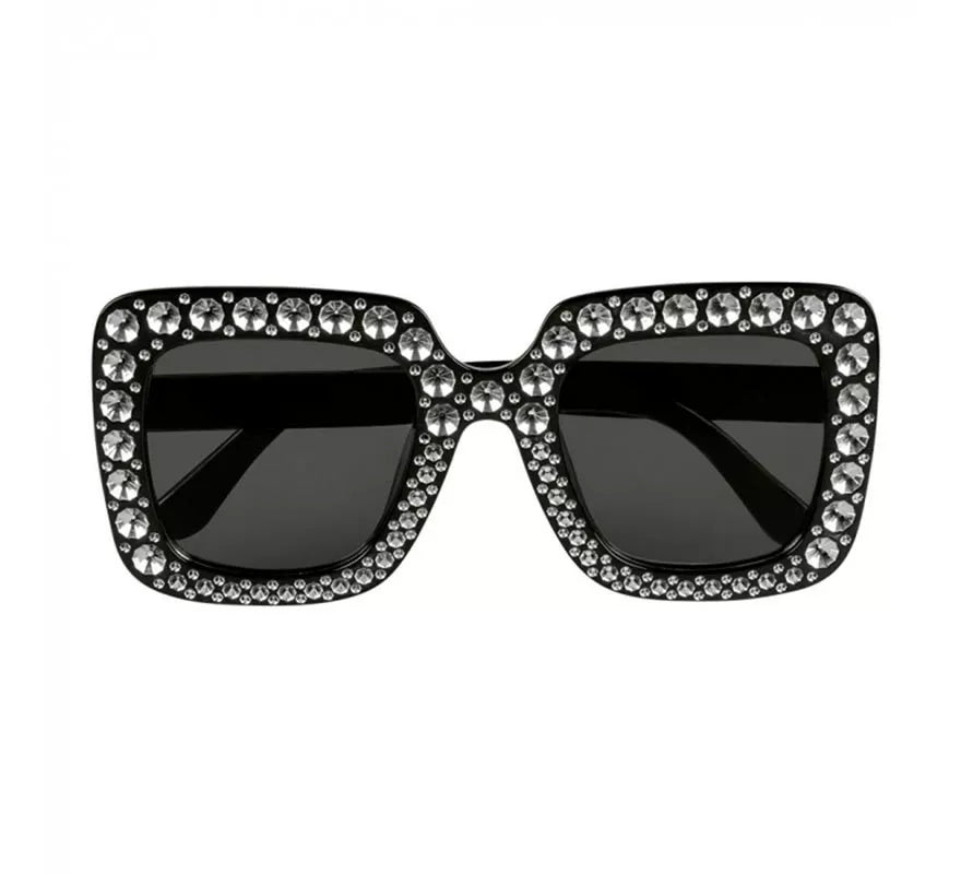 Translation missing: fr.Gafas Disco negras con piedras plateadas