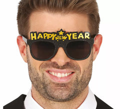 Lunettes Happy New Year noires adulte