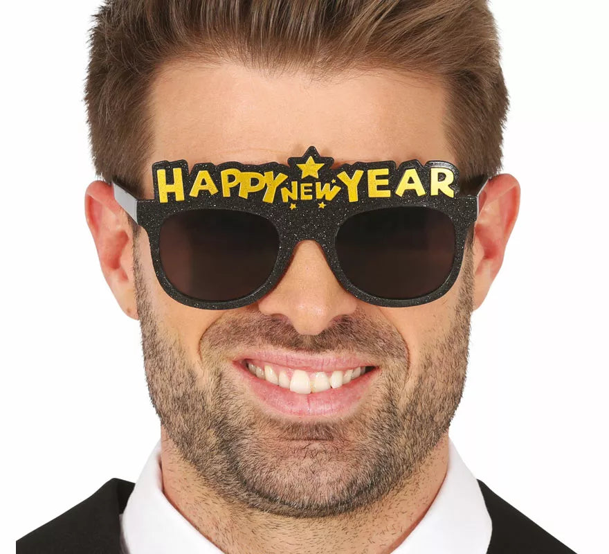 Translation missing: fr.Gafas Happy New Year negras adulto