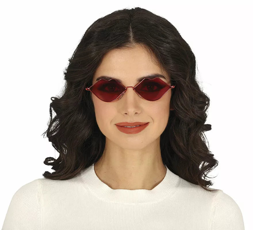 Translation missing: fr.Gafas Metálicas Labios rojos adulto