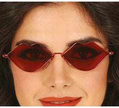 Lunettes métalliques pour adultes, lèvres rouges