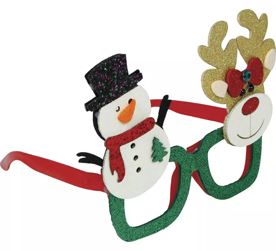 Gafas Navideñas de Muñeco de Nieve y Reno