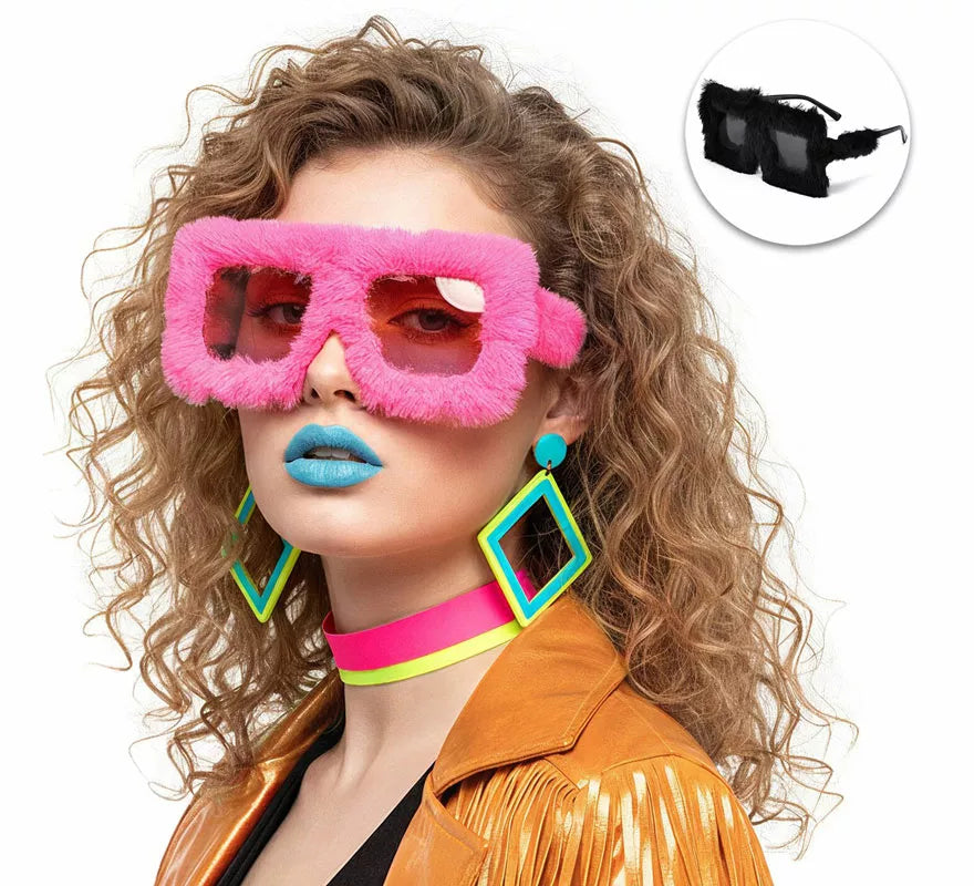 Gafas Peluche Retro Años 80 en colores surtidos
