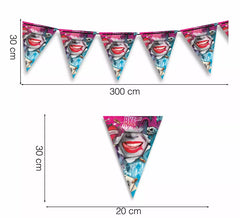 Fanion Papier Arlequin Dangereux 300 cm 19X27 cm