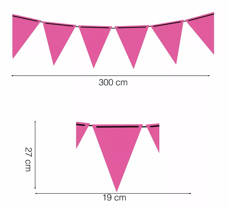 Gallardete Neón Fucsia de Papel de 300 cm 19X27 cm