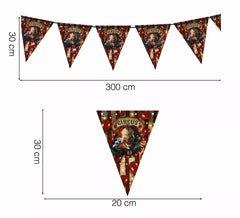 Fanion Clown Papier 300 cm 19X27 cm