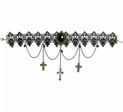 Collier ras du cou gothique avec pierres noires