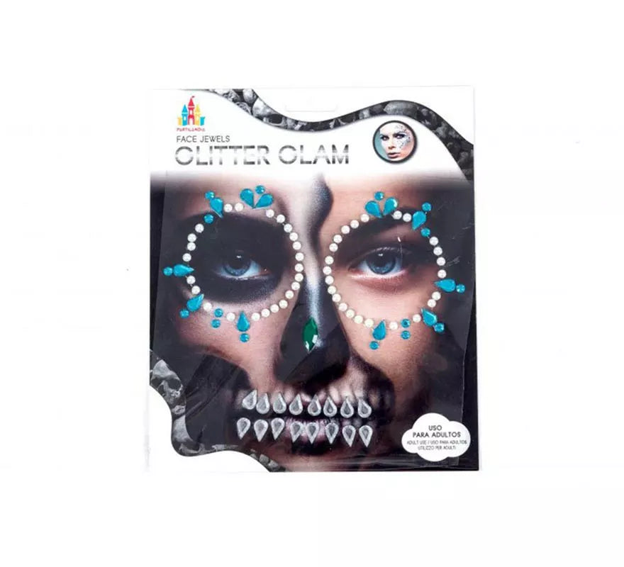 Translation missing: fr.Gemas Faciales Adhesivas Calavera azul turquesa