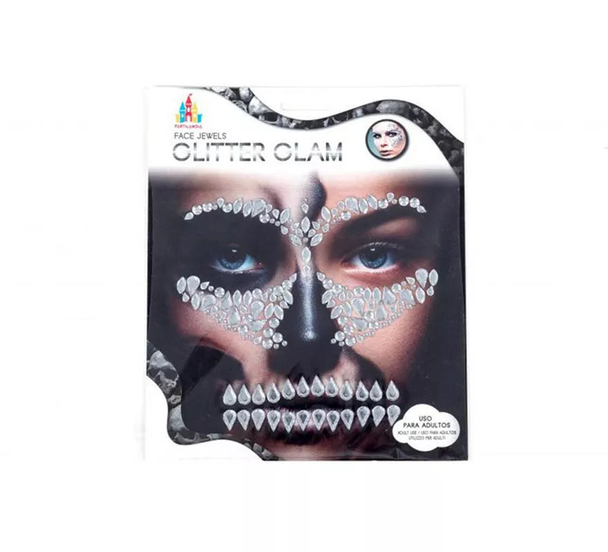 Translation missing: fr.Gemas Faciales Adhesivas Calavera plateada