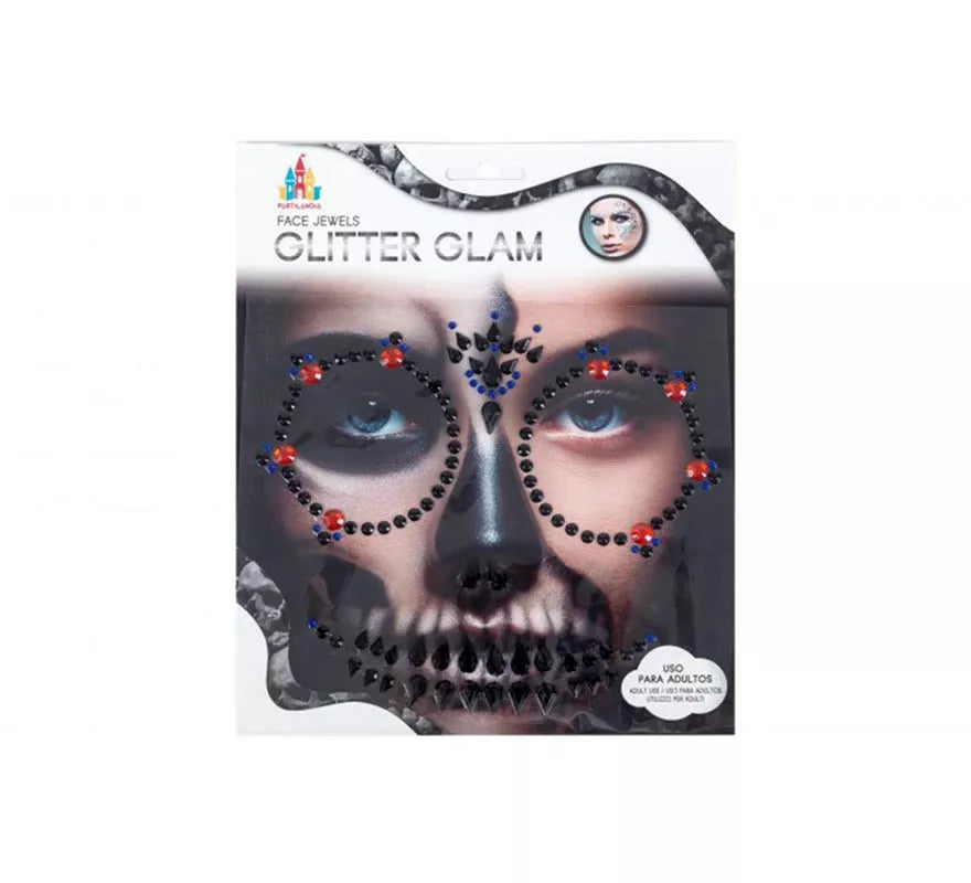 Translation missing: fr.Gemas Faciales Adhesivas Calavera rojo y negro