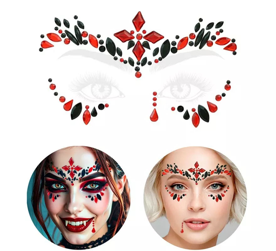 Gemas Faciales Adhesivas de Vampiresa Gótica