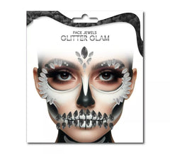 Gemmes du visage à la mode Crâne noir et blanc