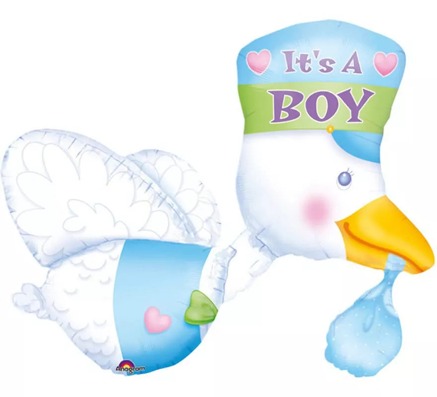 Translation missing: fr.Globo Cigüeña con Bebé niño de 58x81 cm