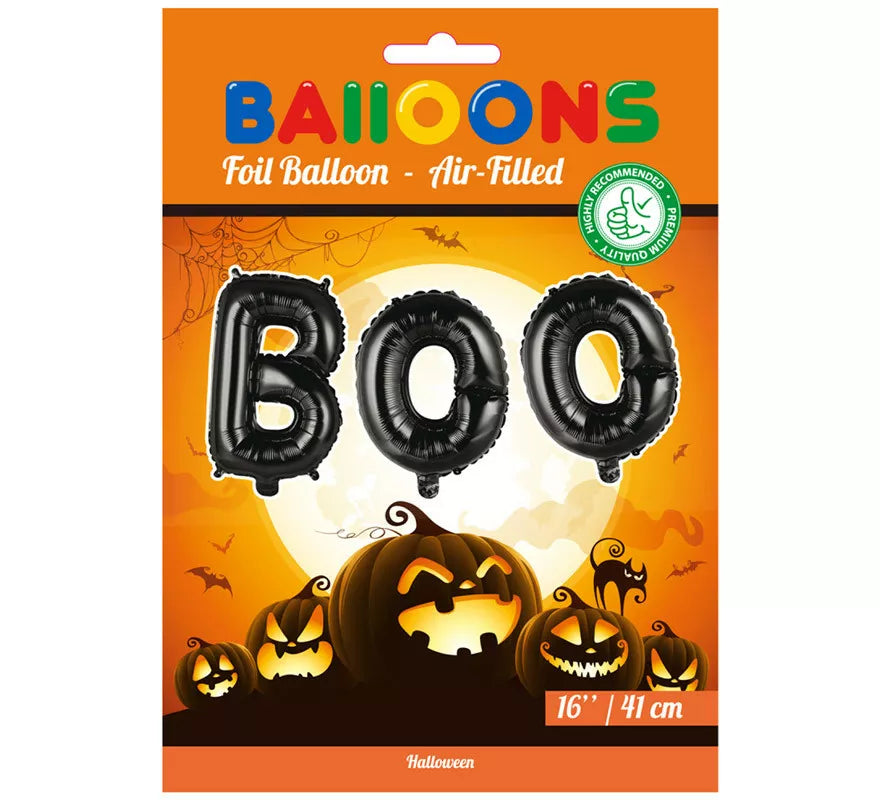Translation missing: fr.Globo de Foil BOO Negro de 41 cm