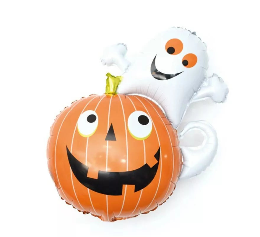 Translation missing: fr.Globo de Foil Calabaza y Fantasma feliz de 64x80 cm