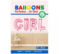 Ballon Aluminium GIRL Rose 41 cm