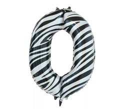 Ballon aluminium numéro 0 couleur zèbre 86 cm