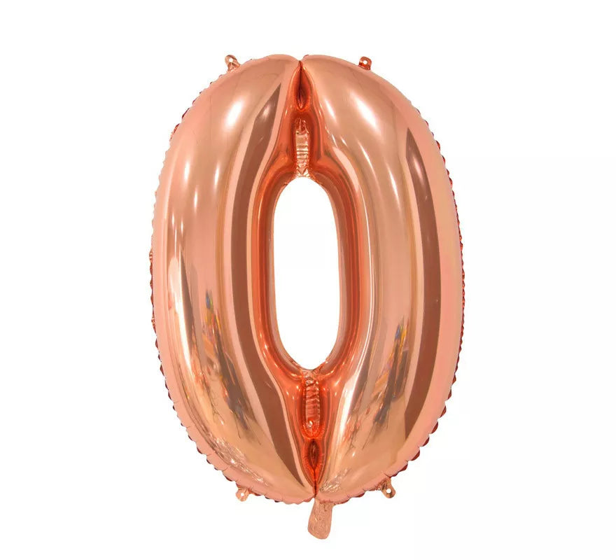 Translation missing: fr.Globo de Foil Número 0 color Oro Rosa de 66 cm