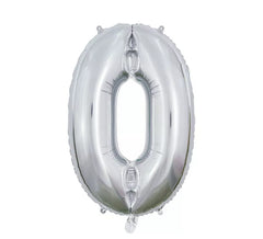 Ballon aluminium numéro 0 argenté de 66 cm