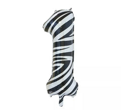 Ballon aluminium numéro 1 couleur zèbre 86 cm