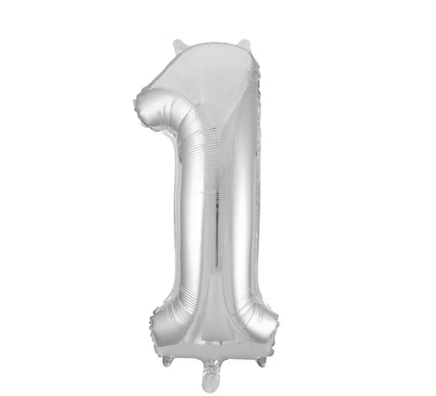 Translation missing: fr.Globo de Foil Número 1 Color Plata de 86 cm