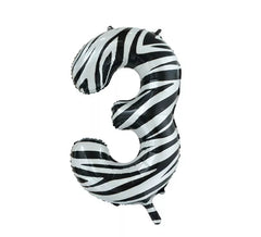 Ballon aluminium numéro 3 couleur zèbre 86 cm