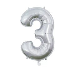 Ballon aluminium argenté numéro 3 de 66 cm