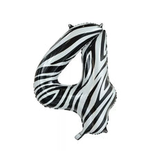 Ballon aluminium numéro 4 couleur zèbre 86 cm