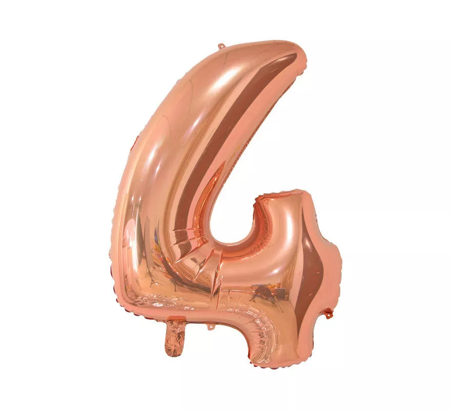 Globo de Foil Número 4 color Oro Rosa de 66 cm