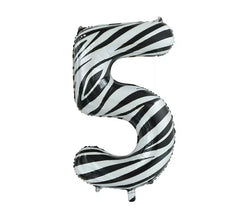 Ballon aluminium numéro 5 couleur zèbre 86 cm