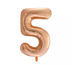 Ballon aluminium numéro 5 couleur or rose de 86 cm