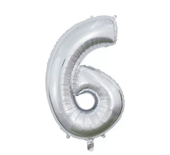 Ballon aluminium argenté numéro 6 de 66 cm