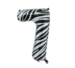 Ballon aluminium numéro 7 couleur zèbre 86 cm