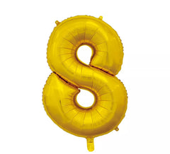 Ballon aluminium numéro 8 doré de 66 cm